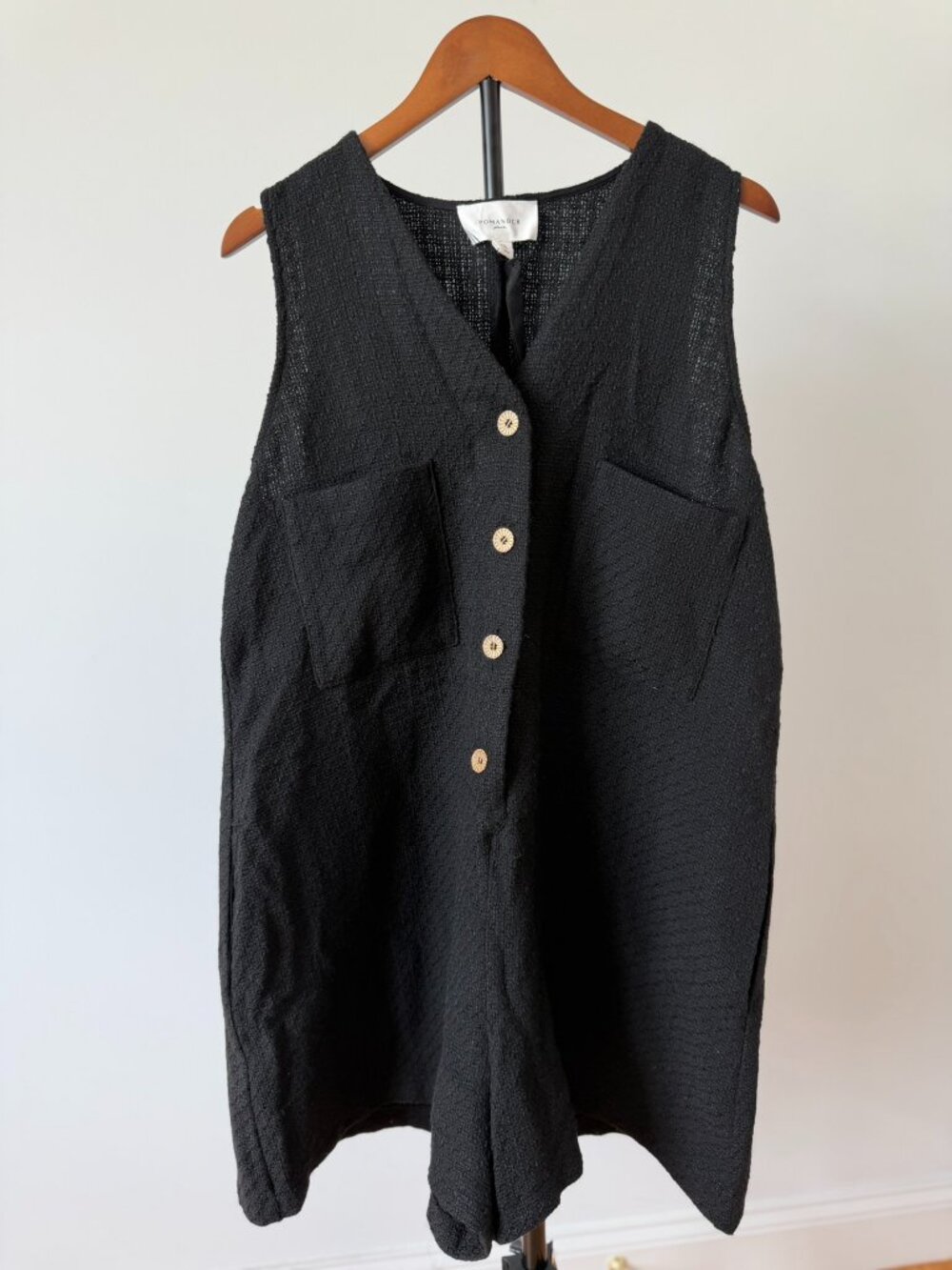 Pomander Place Myla Black Textured Romper XXL NWT